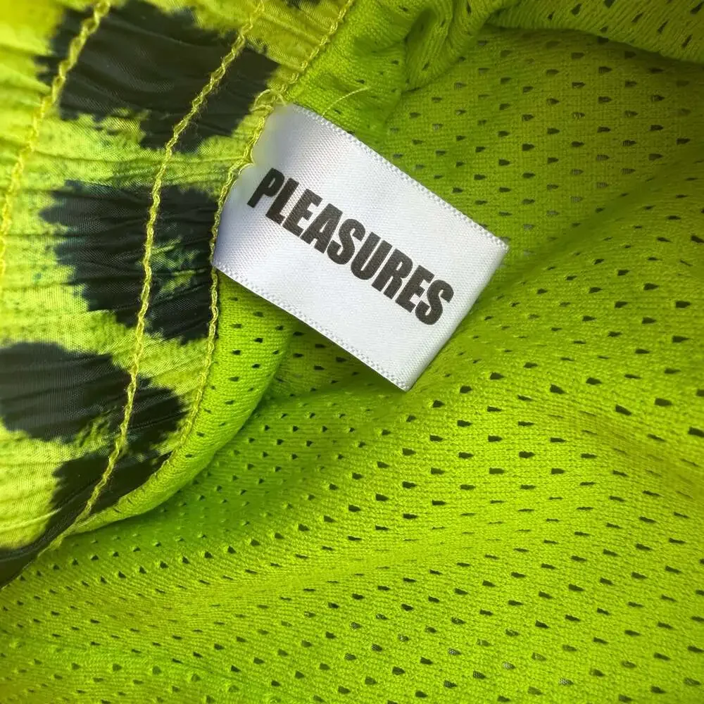 Pleasures Leopard Running Shorts Lime